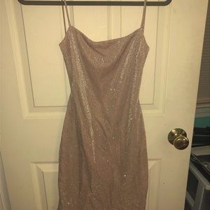 nude, sparkly bodycon dress